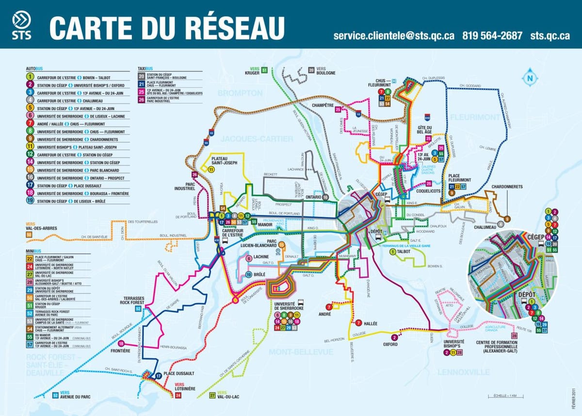 Mapę przystanków autobusowych Quebec