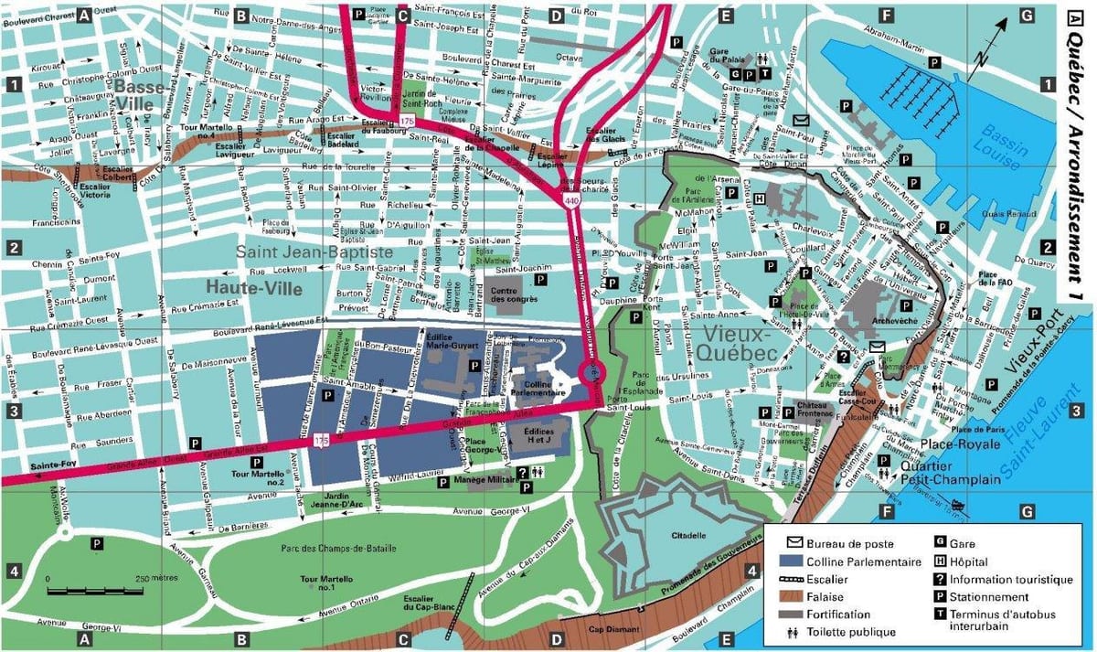 Mapa miasta Quebec