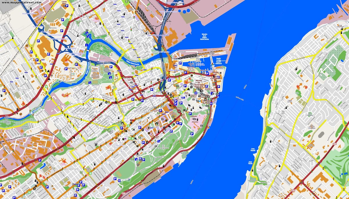 Mapa miasta Quebec i okolice