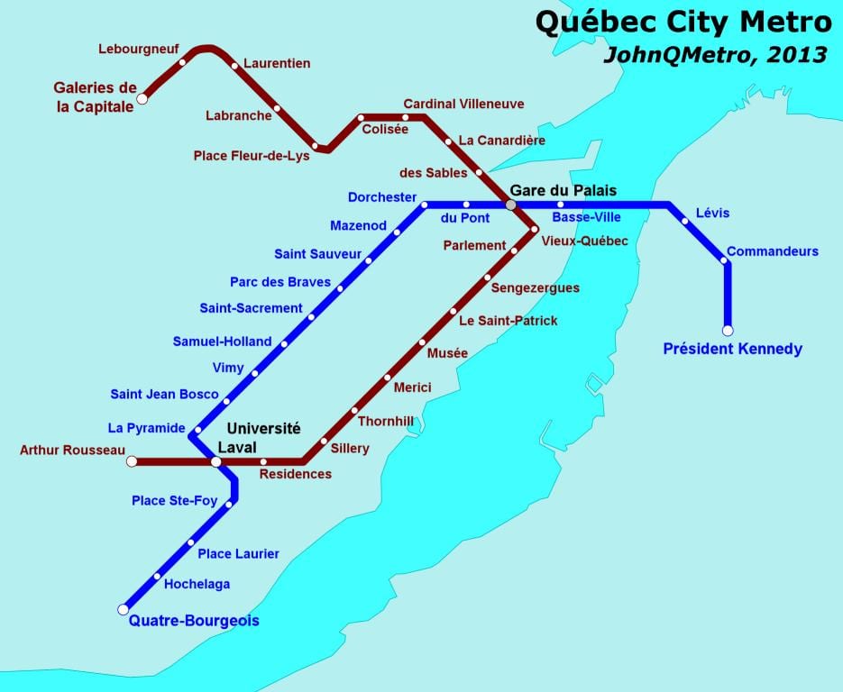 Quebec mapa metra