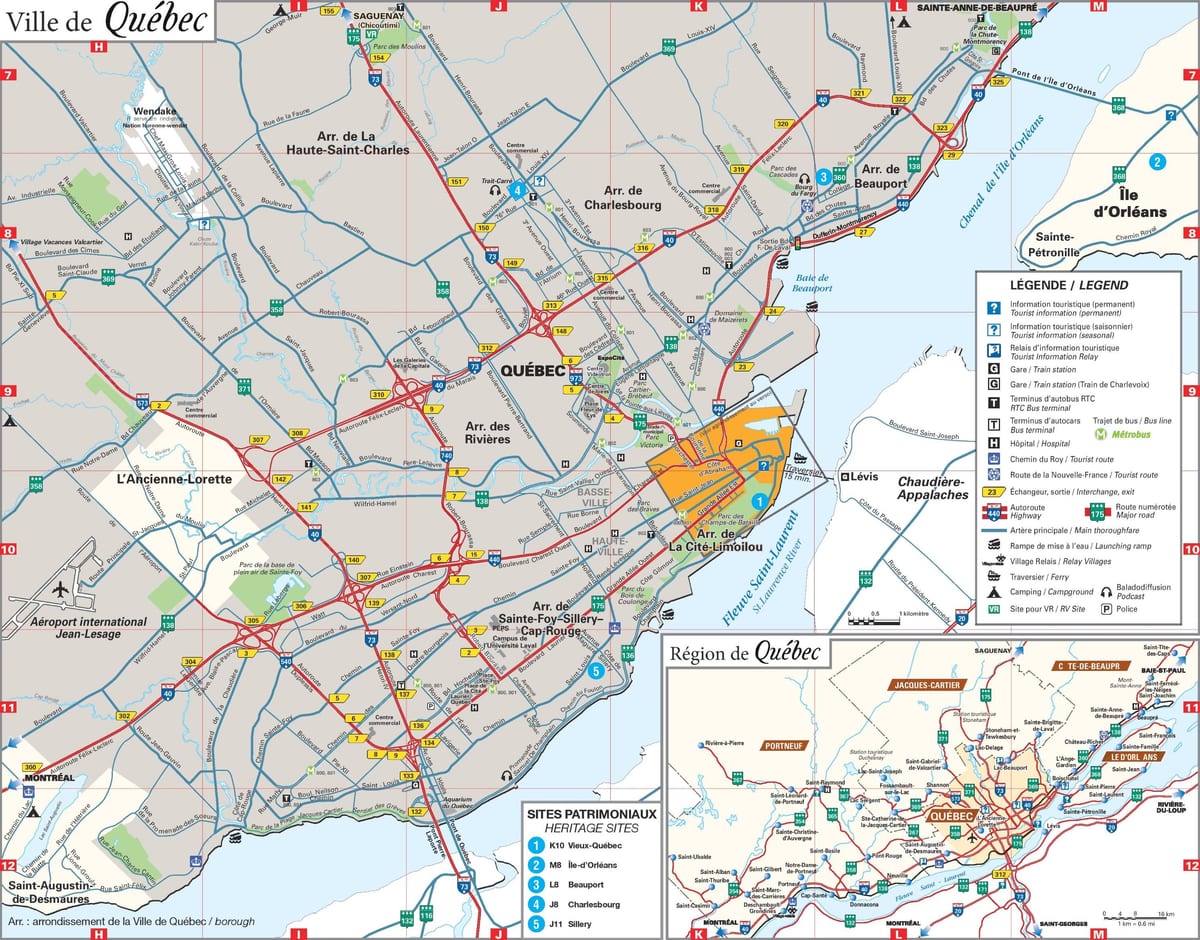 mapa miasta Quebec
