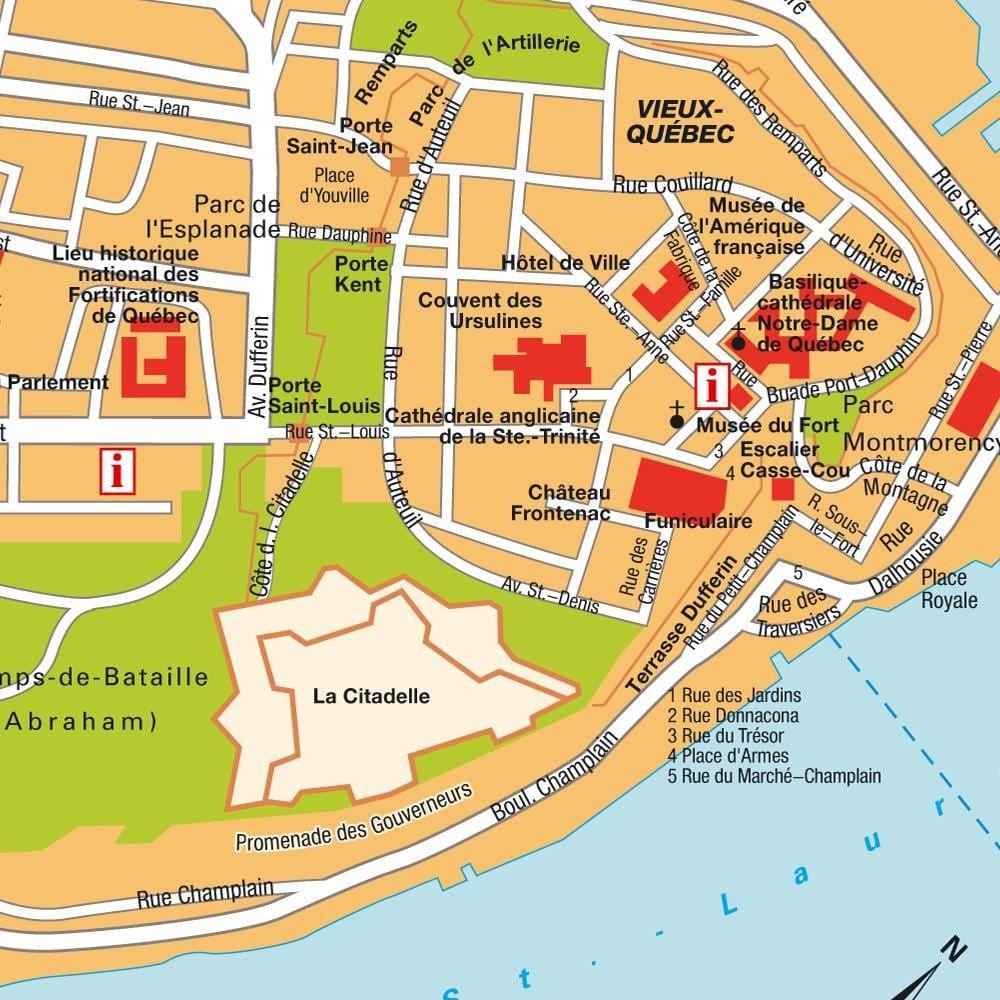 Mapa miasta Quebec, Quebec