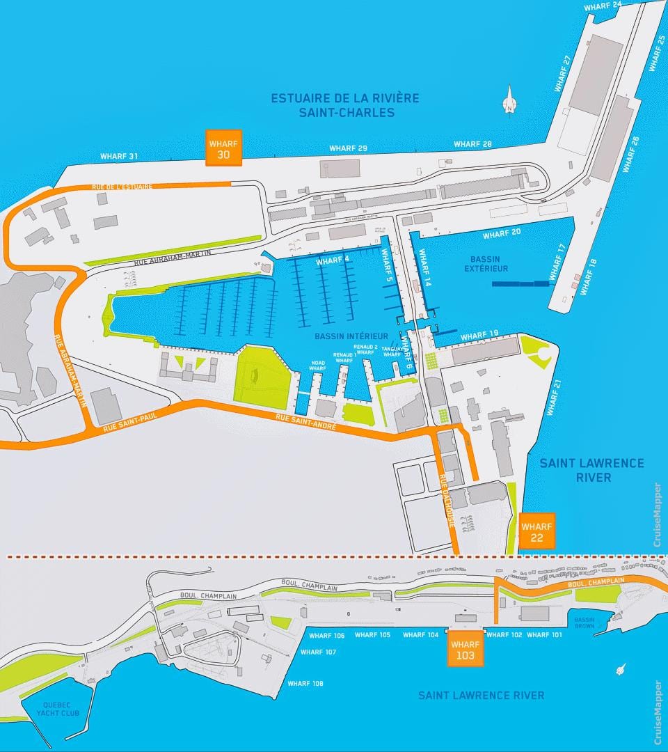 Mapa miasta Quebec cruise port