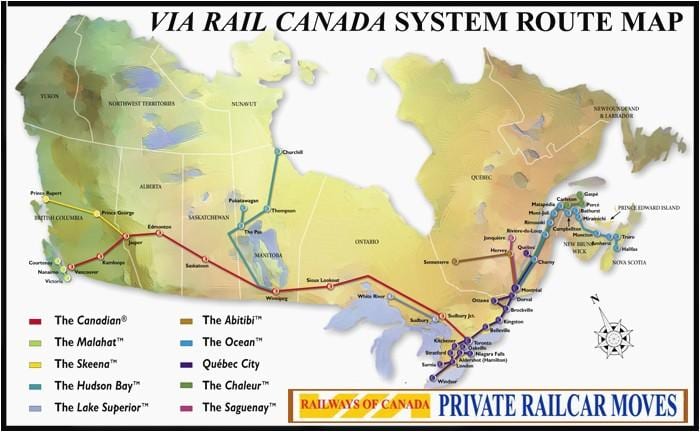Mapa dworca kolejowego w mieście Quebec