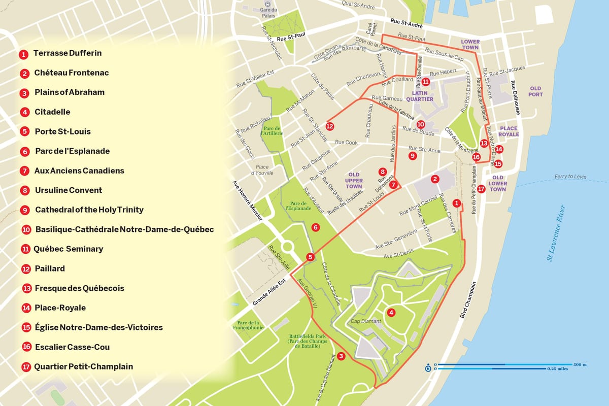 Mapa Quebec-hop-hop-off