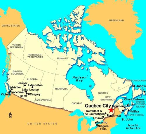Mapa miasta Quebec na