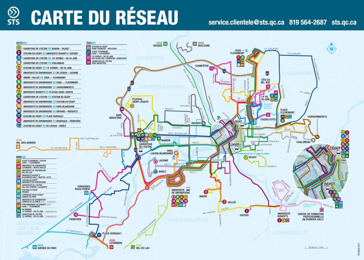 Quebec miejskich linii autobusowych mapie
