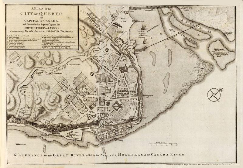 Stare miasto Quebec piesza wycieczka na mapie