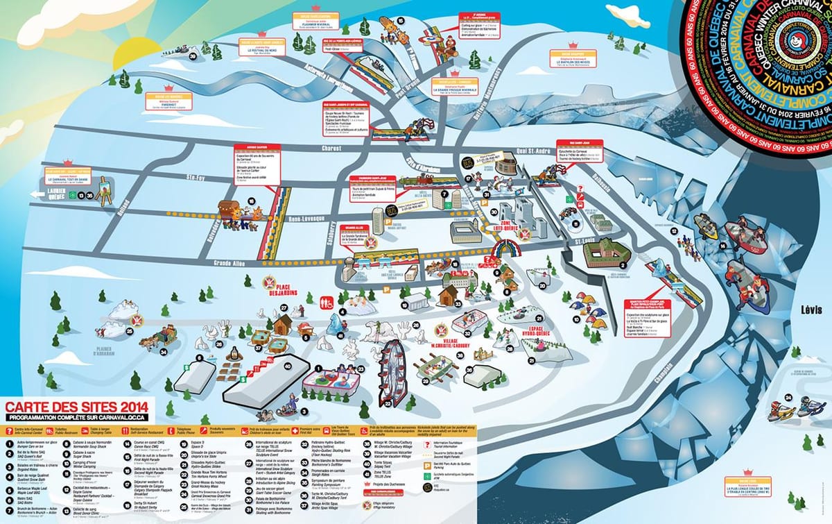 Mapa zimowy karnawał w Quebec