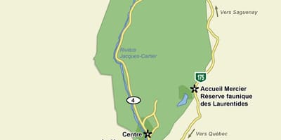 Mapa park narodowy Jacques Cartier ślad