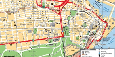Quebec Miasto zabytki mapa